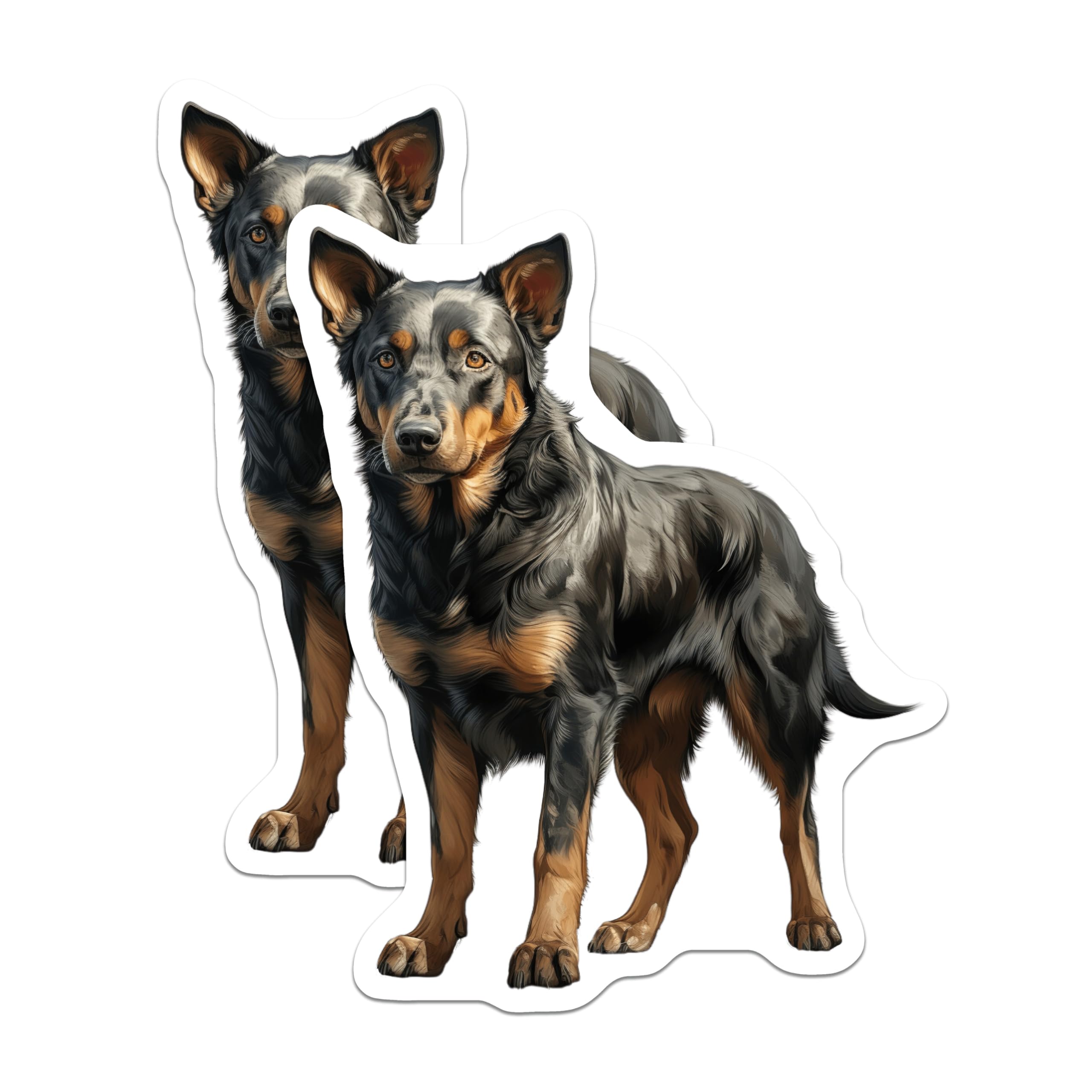 (2 Pack) Australian Cattle Dog Magnets - Blue Heeler Dog Art - Pet Portrait Refrigerator Magnets - 5 Inches On Longest Side - Thick Durable Magnet - Made in USA - MAG30154