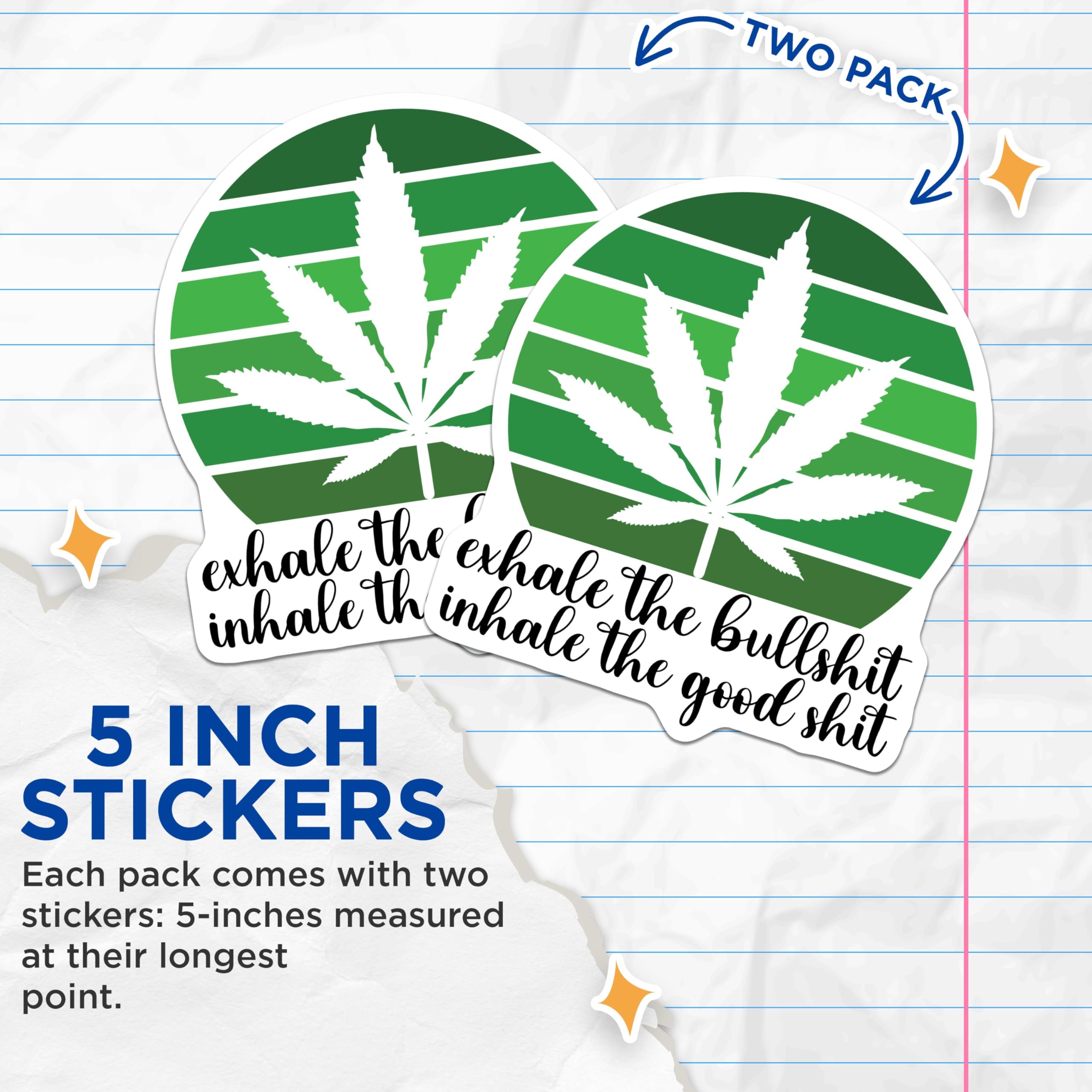 (2 Pack) Exhale The Bullshit Stickers - Inhale The Good Shit - 5" On Longest Side - Sticks to Smooth Flat Surfaces - Made in USA - BMCS8913 - BMCS8913