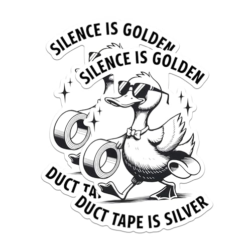 (2 Pack) Silence is Golden Magnets - Duct Tape is Silver Magnets - Funny Duck Magnets for Home Decor- 5" On Longest Side - for Fridges, Toolboxes, Cars - Made in USA - MAG2894