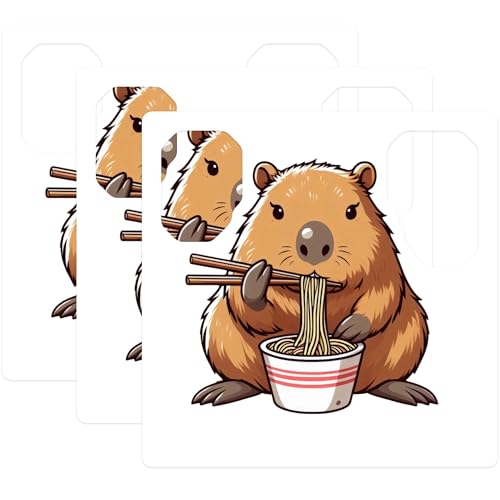 (3 Pack) Capybara Decals - Ramen Lover Decals - Funny Animal Stickers - 3 Inches On Longest Side - Easy Peel & Apply - Made in USA - 3MCS8676