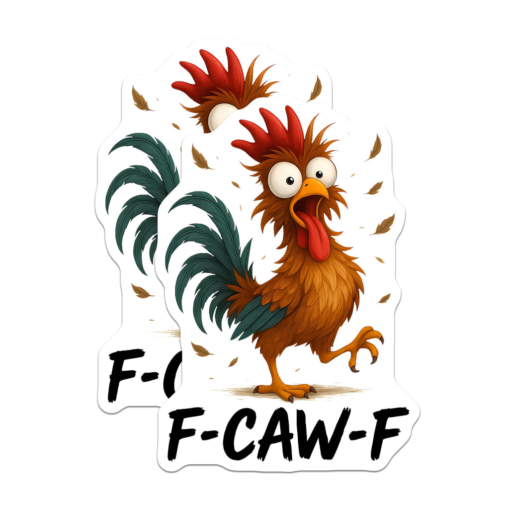 (2 Pack) Funny Chicken Magnets - Cartoon Rooster Decor - Crazy F-CAW-F Home Magnets - 5" On Longest Side - Premium Magnet - for Cars, Refrigerators, Toolboxes, Lockers - Made in USA - MAG16437