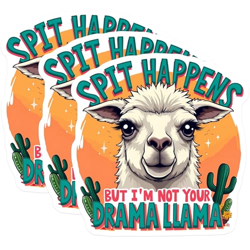 (3 Pack) Drama Llama Decals - Funny Llama Meme - No Drama Llama Decals - 3 Inches On Longest Side - Easy Peel & Apply - Made in USA - 3MCS4090