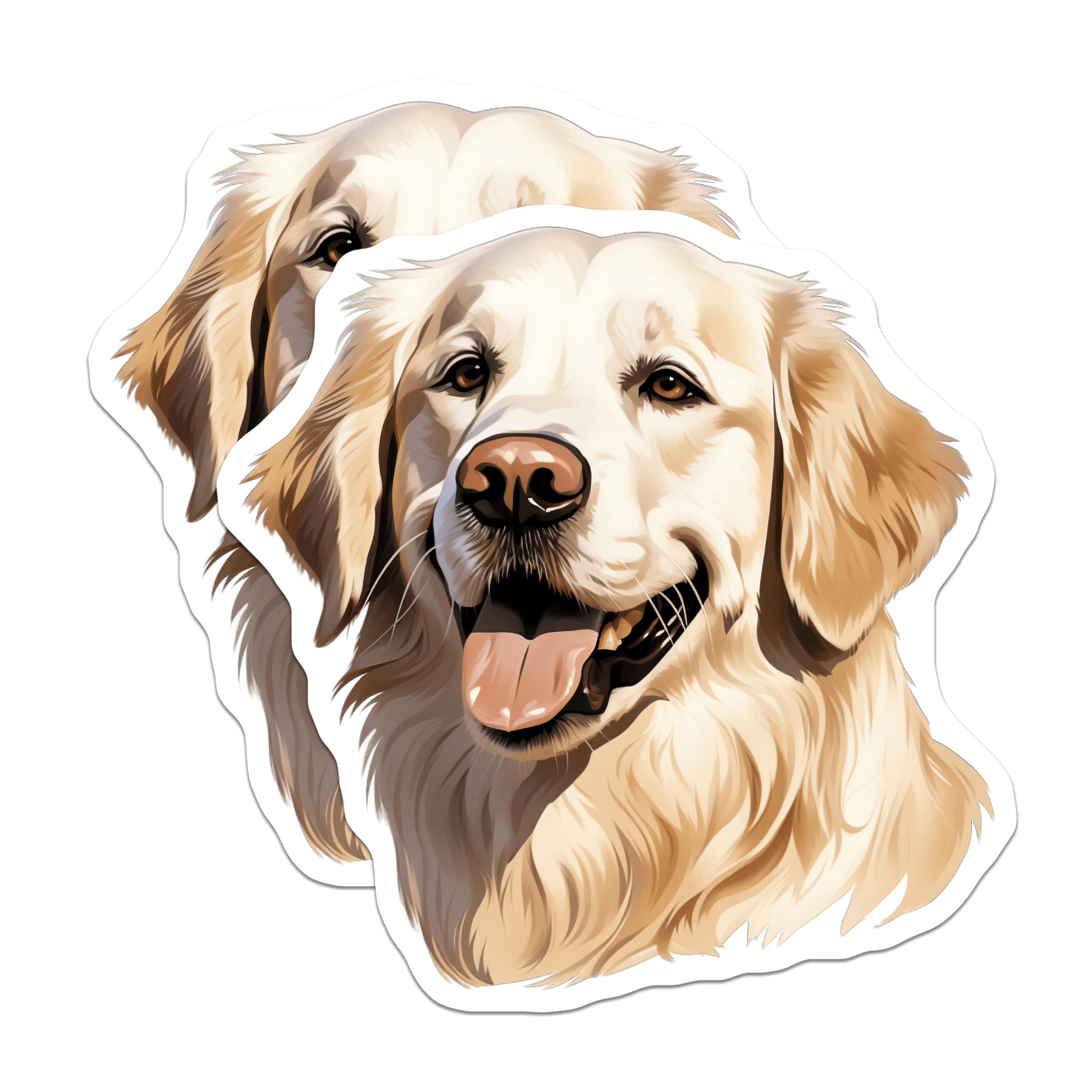 (2 Pack) Golden Retriever Dog Magnets - Happy Dog Lover Decor - Pet Parent Kitchen Accessories - 5 Inches On Longest Side - Thick Durable Magnet - Made in USA - MAG25326