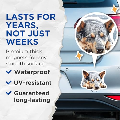 (2 Pack) Adorable Sleeping Dog Magnet - 5" On Longest Side - Sticks to Smooth Flat Surfaces - Made in USA - MAG9837