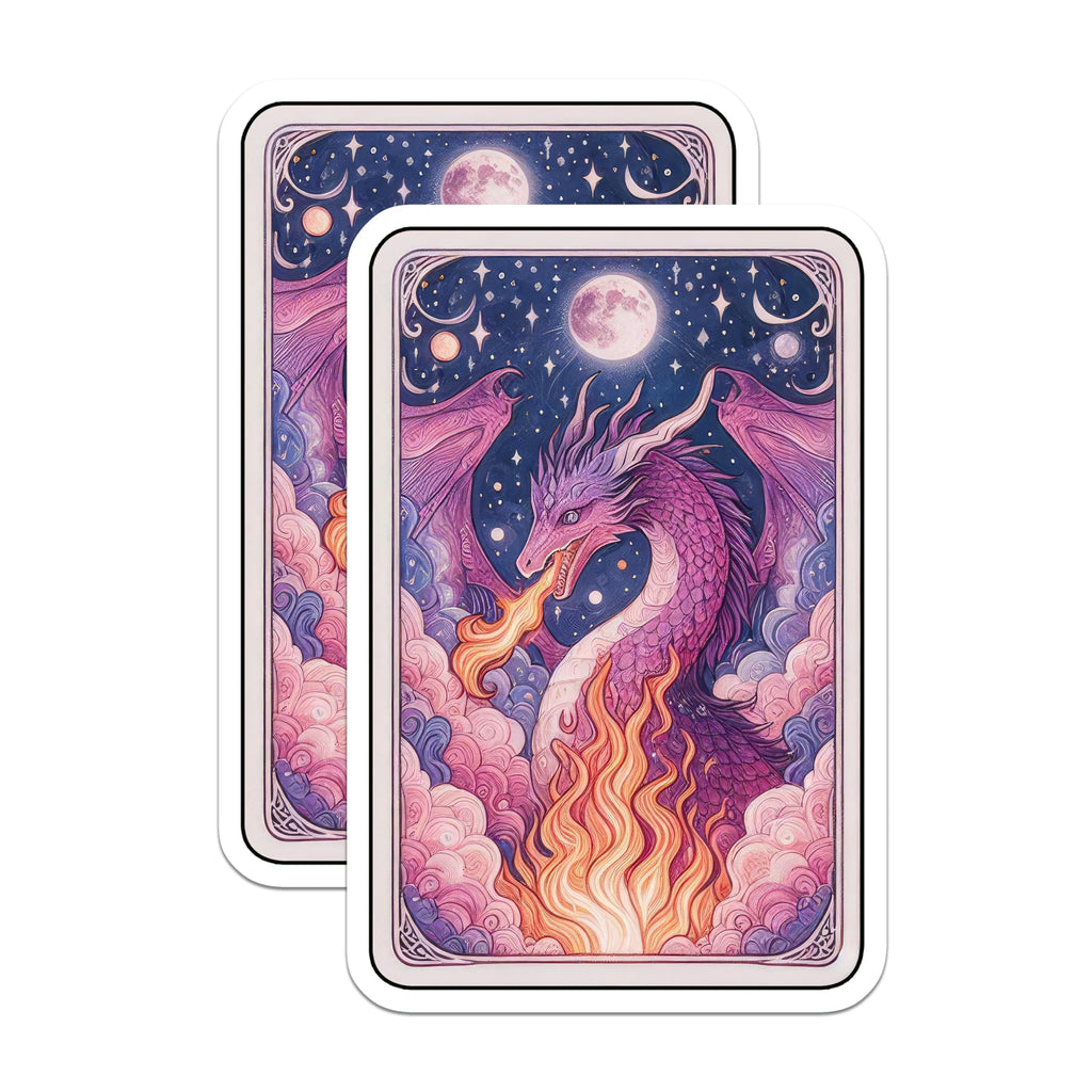 (2 Pack) Purple Dragon Magnets - Fire Breathing Mythical Creature - Starry Night Moon Fantasy Decor - 5 Inches On Longest Side - Thick Durable Magnet - Made in USA - MAG20974