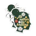 (2 Pack) IÃ¢â‚¬â„¢d Rather Be Knitting Stickers - Yarn Ball Knit Art - Flowers Hobby Decal for Knitters - 5" On Longest Side - Sticks to Smooth Flat Surfaces - Made in USA - BMCS8906