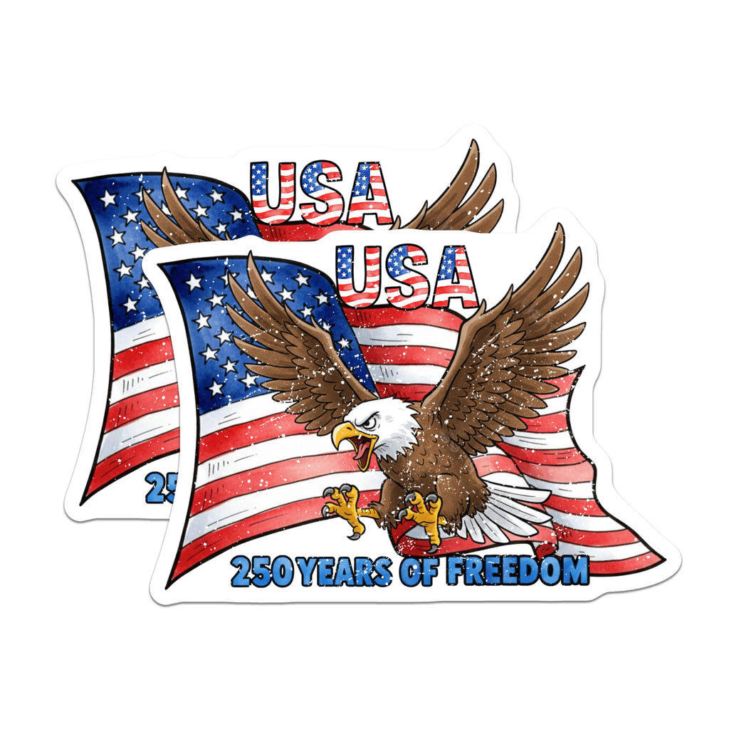 (2 Pack) Patriotic Eagle Magnets - American Flag USA Decor - 250 Years of Freedom Display - 5 Inches On Longest Side - Thick Durable Magnet - Made in USA - MAG27933