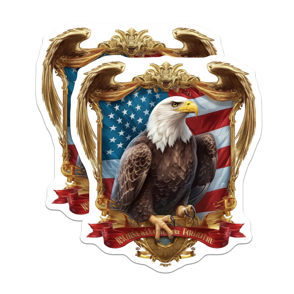 (2 Pack) Bald Eagle American Flag Magnets - USA Patriotic Symbol Decor - Independence Day Fridge Art - 5 Inches On Longest Side - Thick Durable Magnet - Made in USA - MAG20429
