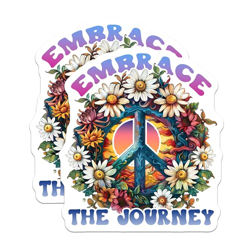 (2 Pack) Embrace The Journey Stickers - Boho Hippie Decal - 5" On Longest Side - Sticks to Smooth Flat Surfaces - Made in USA - BMCS8874 - BMCS8874