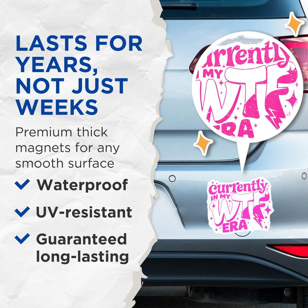 (2 Pack) WTF Era Magnets - Sarcastic Phrase - Funny Magnets - 5" On Longest Side - Premium Magnet - for Cars, Refrigerators, Toolboxes, Lockers - Made in USA - MAG14071