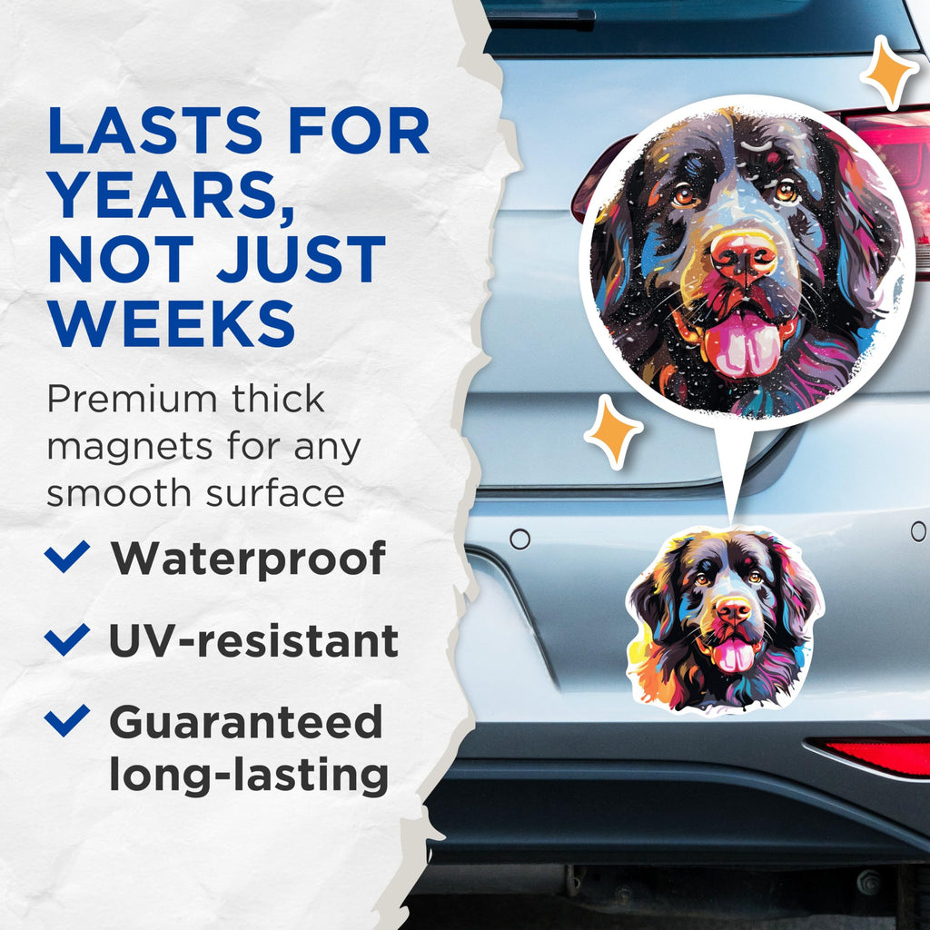 (2 Pack) Newfoundland Dog Breed Magnets - 5 Inches On Longest Side - Choose from Over 100 Dog Breeds - for Cars, Refrigerators, Toolboxes - Made in USA - MAG1906
