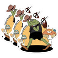 (3 Pack) Froggy Hobo Decals - Mushroom Art - Laptop Stickers- 3 Inches On Longest Side - Easy Peel & Apply - Made in USA - 3MCS5376