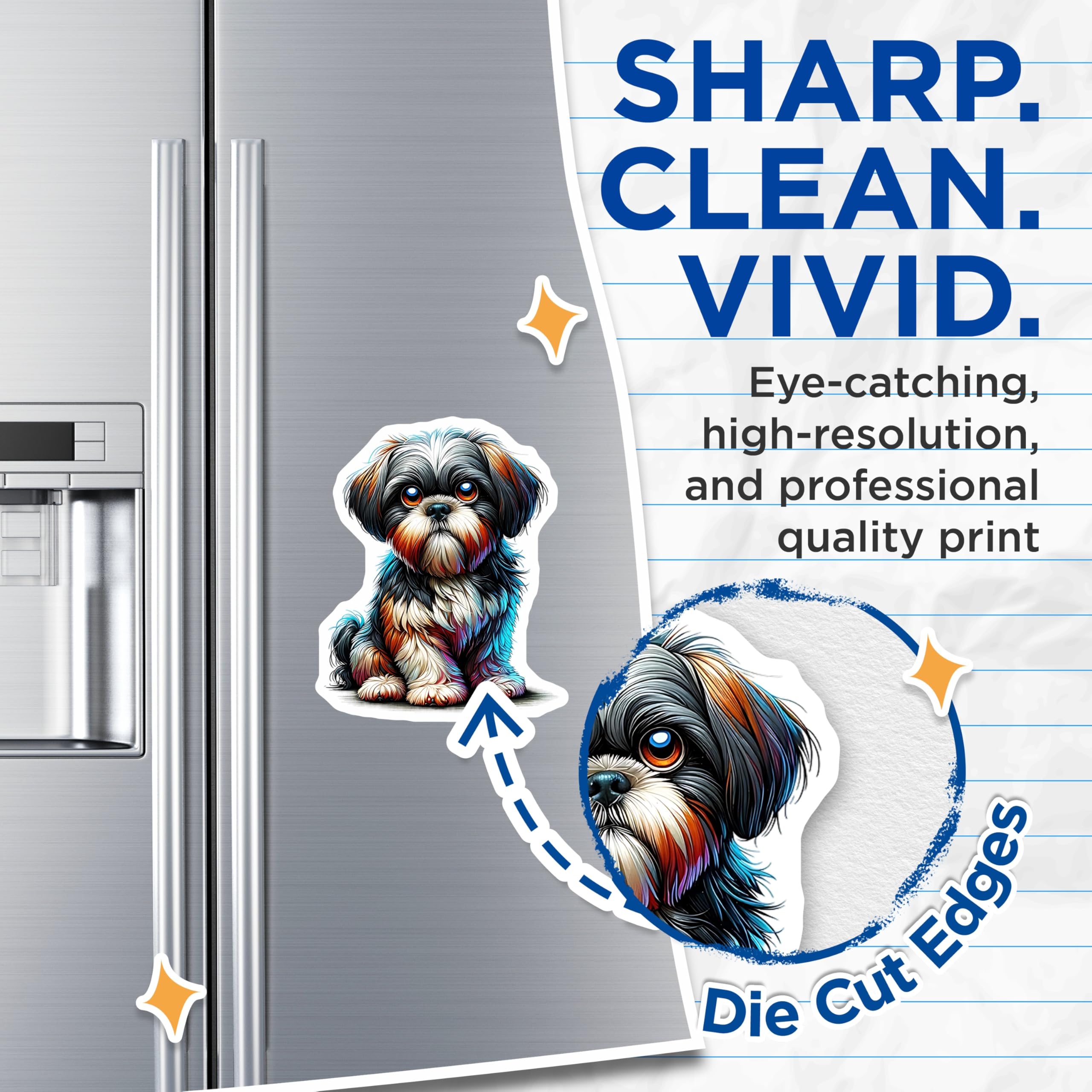 (2 Pack) Shih Tzu Magnets - Adorable Dog - Fridge Decor - Puppy Art - 5" On Longest Side - Premium Magnet - for Cars, Refrigerators, Toolboxes, Lockers - Made in USA - MAG15961
