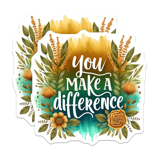 (2 Pack) Inspirational Quote Magnets - You Make A Difference - Motivational ations - Uplifting Home - 5" On Longest Side - for Cars, Fridges, Toolboxes - Made in USA - MAG4431