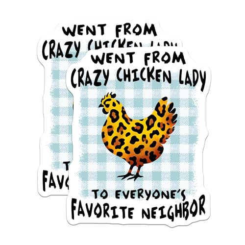 (2 Pack) Crazy Chicken Lady Magnet - Chicken Lover Decor - 5" On Longest Side - Sticks to Smooth Flat Surfaces - Made in USA - MAG9659