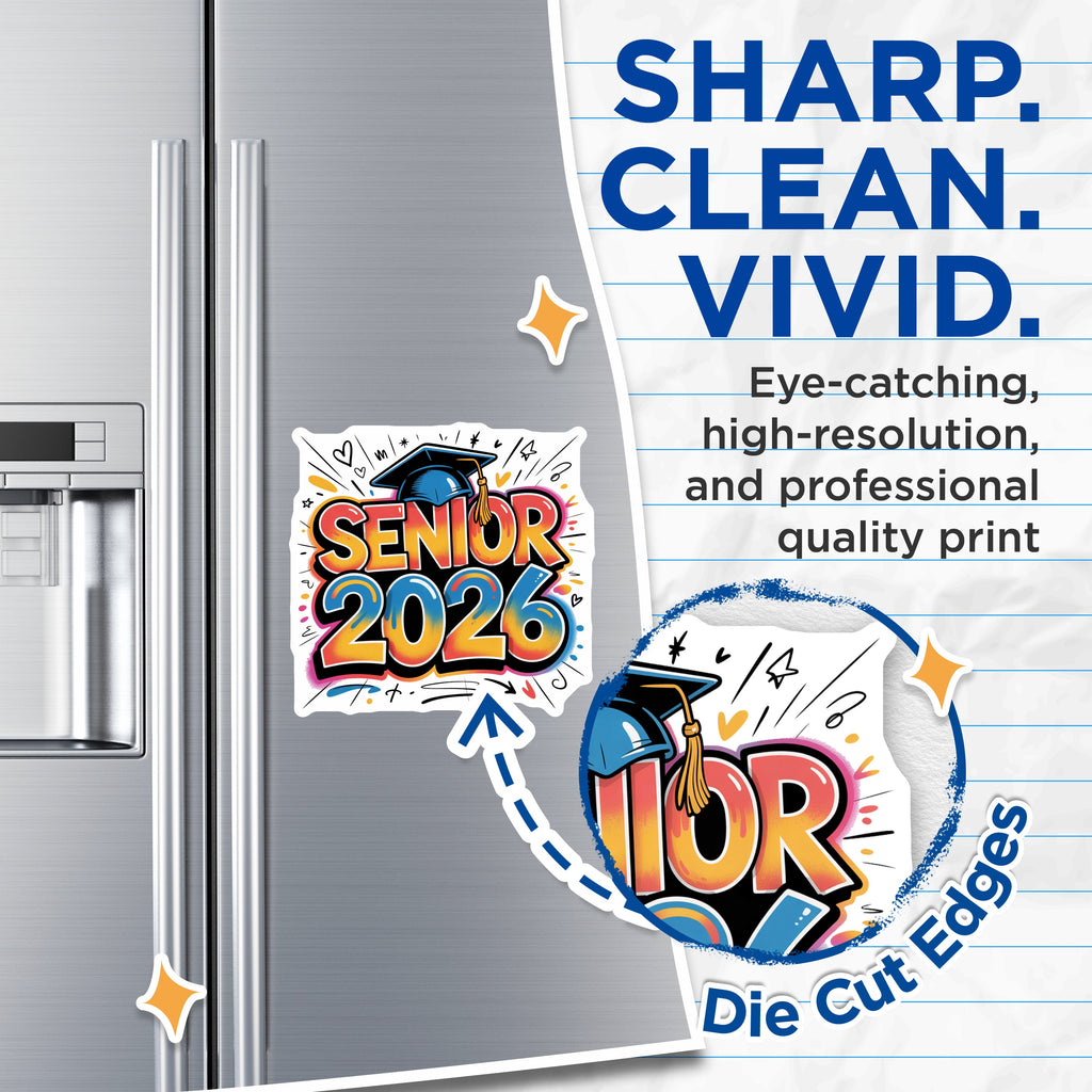(2 Pack) Senior 2026 Magnets - Class of 2026 Graduation Decor - High School College Student Pride - 5 Inches On Longest Side - Thick Durable Magnet - Made in USA - MAG37288