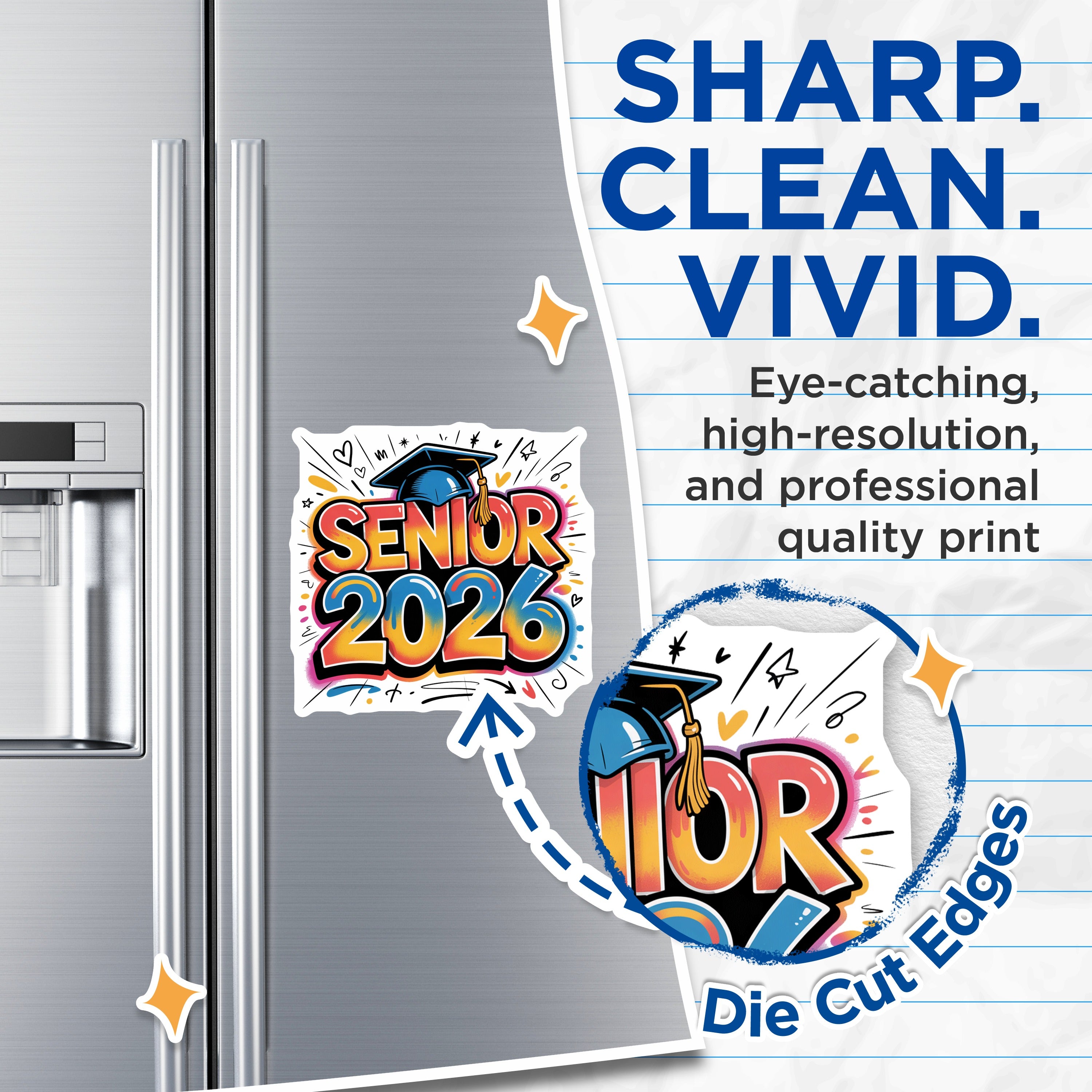 (2 Pack) Senior 2026 Magnets - Class of 2026 Graduation Decor - High School College Student Pride - 5 Inches On Longest Side - Thick Durable Magnet - Made in USA - MAG37288