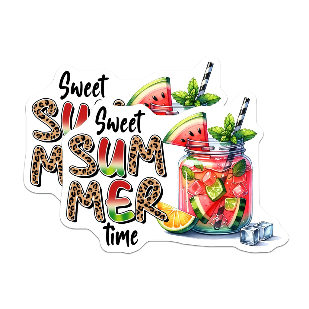 (2 Pack) Sweet Summer Time Magnets - Watermelon Lemonade Design - Fun Summertime Decor - Cute Summer Art - 5" On Longest Side - for Cars, Fridges, Toolboxes - Made in USA - MA