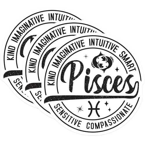 (3 Pack) Pisces Zodiac Decals - Astrology Sign - Laptop Decal - 3 Inches On Longest Side - Easy Peel & Apply - Made in USA - 3MCS4029