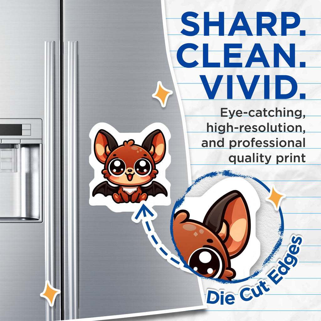 (2 Pack) Kawaii Bat Magnets - Cute Critter Decor - Spooky Animal Fridge Accessory - 5 Inches On Longest Side - Thick Durable Magnet - Made in USA - MAG39982