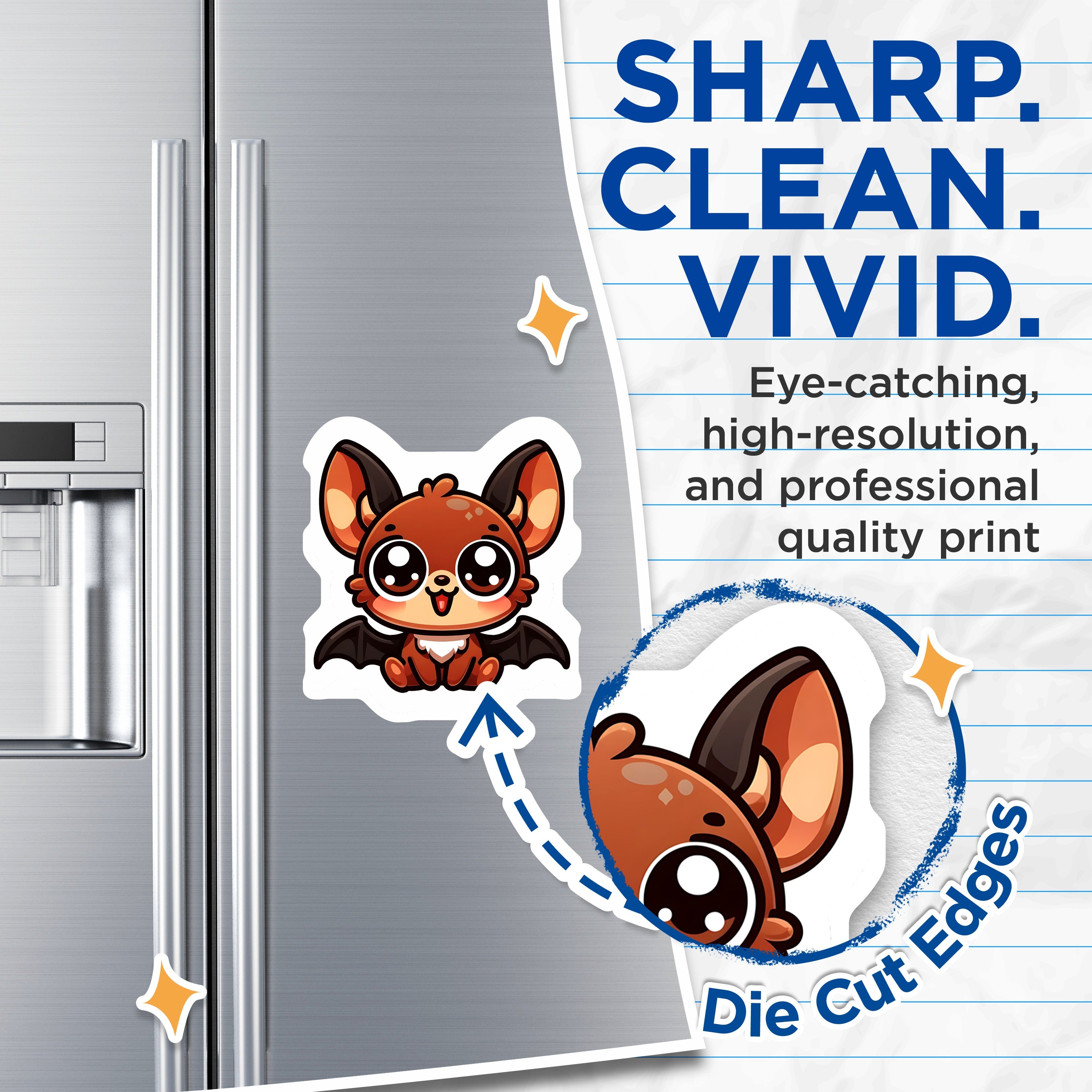 (2 Pack) Kawaii Bat Magnets - Cute Critter Decor - Spooky Animal Fridge Accessory - 5 Inches On Longest Side - Thick Durable Magnet - Made in USA - MAG39982