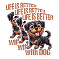(3 Pack) Rottweiler Decals - Cute Dog Stickers - Life is Better Dog Laptop Decals - 3 Inches On Longest Side - Easy Peel & Apply - Made in USA - 3MCS1269