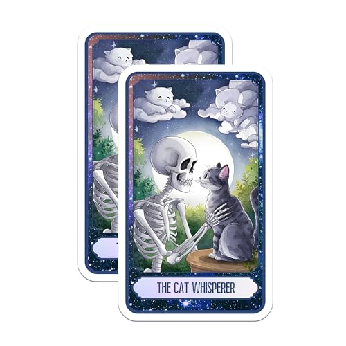 (2 Pack) Skeleton Cat Lovers Decor Magnet - Full Moon Gifts for Cat Owners - 5" On Longest Side - Sticks to Smooth Flat Surfaces - Made in USA - MAG10026