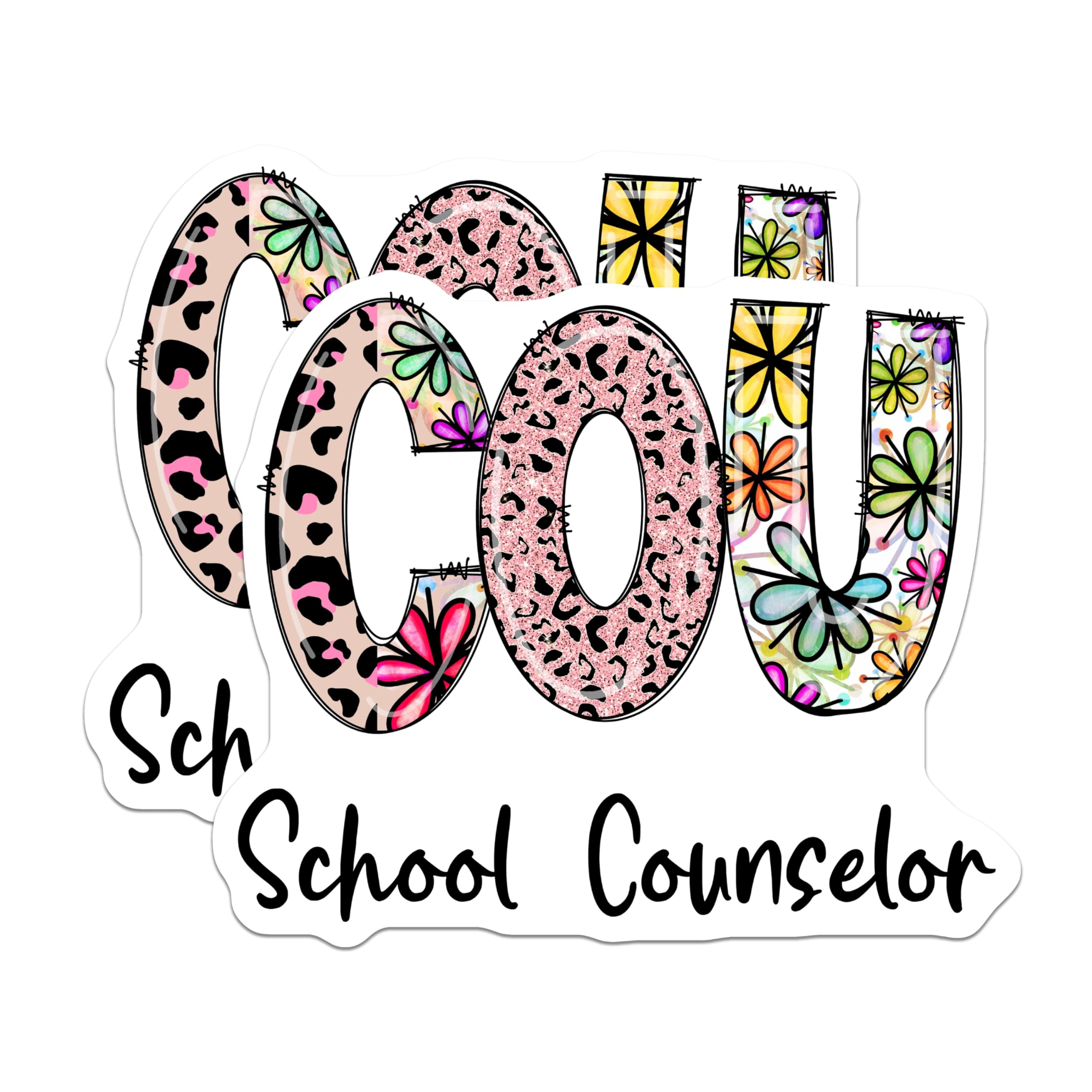 (2 Pack) School Counselor Magnets - Floral Leopard Print - Counselor Appreciation - 5" On Longest Side - Premium Magnet - for Cars, Refrigerators, Toolboxes, Lockers - Made in USA - MAG16349