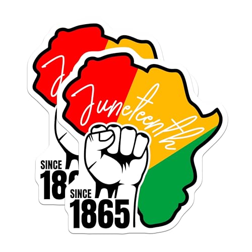 (2 Pack) Juneteenth Stickers - African American Pride Stickers - Black History Month - 5" On Longest Side - Sticks to Smooth Flat Surfaces - Made in USA - BMCS4684