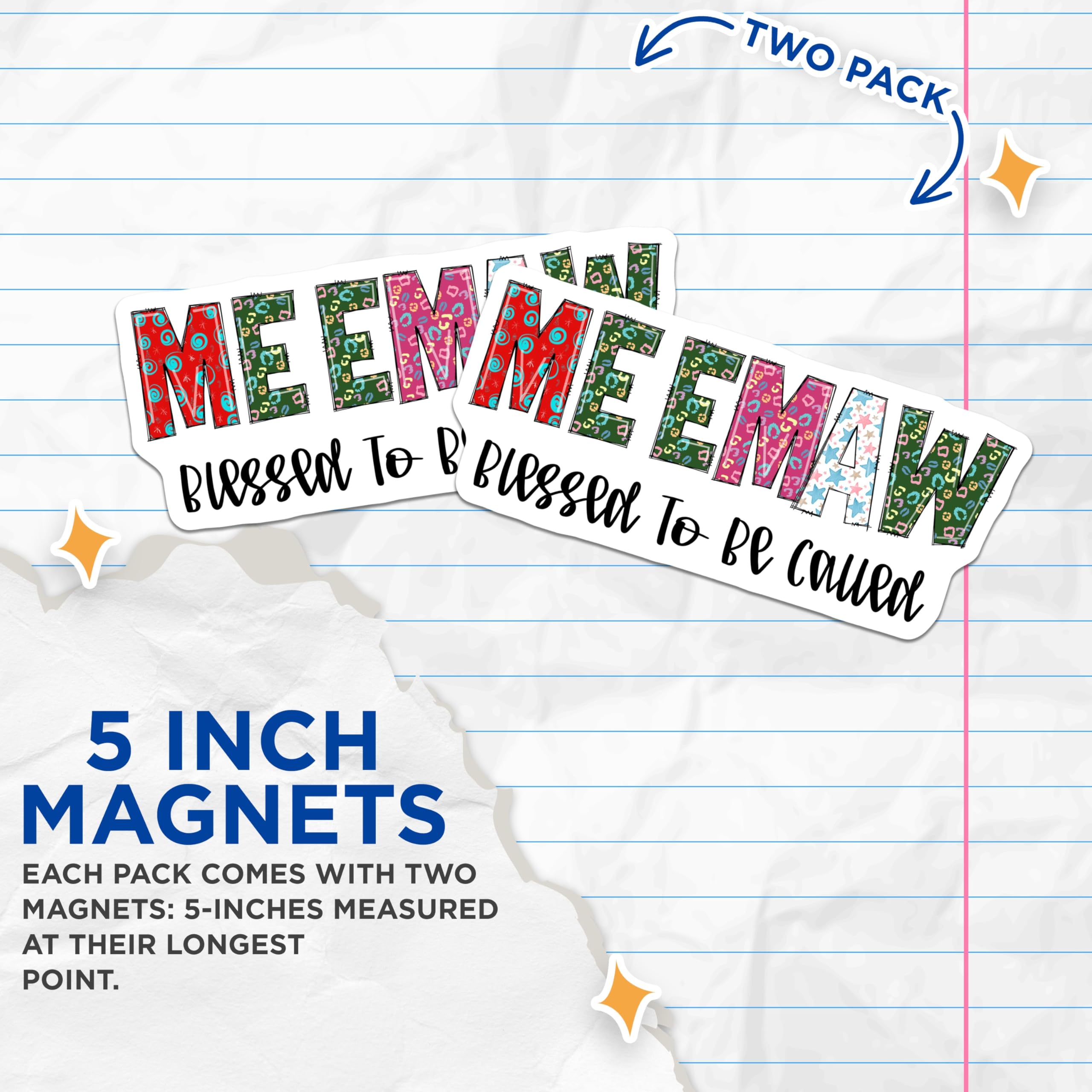 (2 Pack) Meemaw Magnets - Blessed to Be Called - Grandmother Refrigerator Magnets - 5" On Longest Side - Premium Magnet - for Cars, Refrigerators, Toolboxes, Lockers - Made in USA - MAG15158