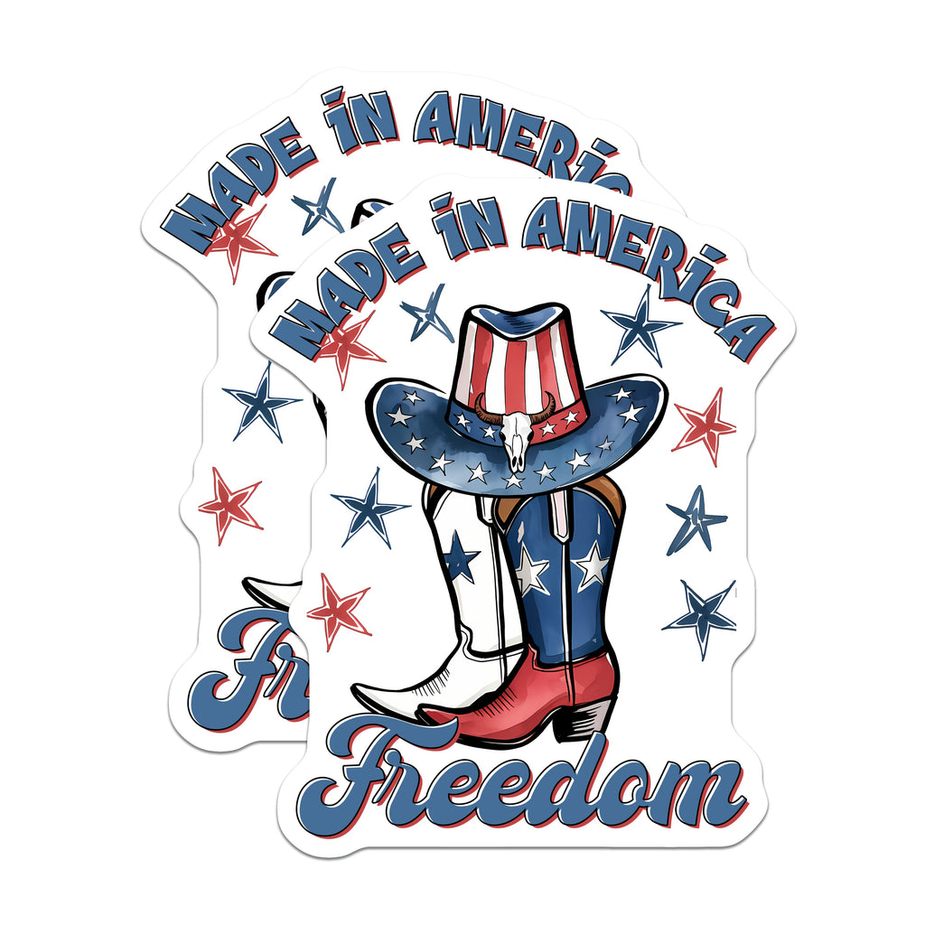 (2 Pack) Made in America Magnets - Patriotic Cowboy Boots - Western Star Hat Decor - 4th of July Display - 5 Inches On Longest Side - Thick Durable Magnet - Made in USA - MAG39795