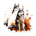 (2 Pack) Siberian Husky Magnets - Fall Autumn Dog Decor - Pet Lover Refrigerator Magnets - Animal Lover Kitchen Locker - 5 Inches On Longest Side - Thick Durable Magnet - Made in USA - MAG28356