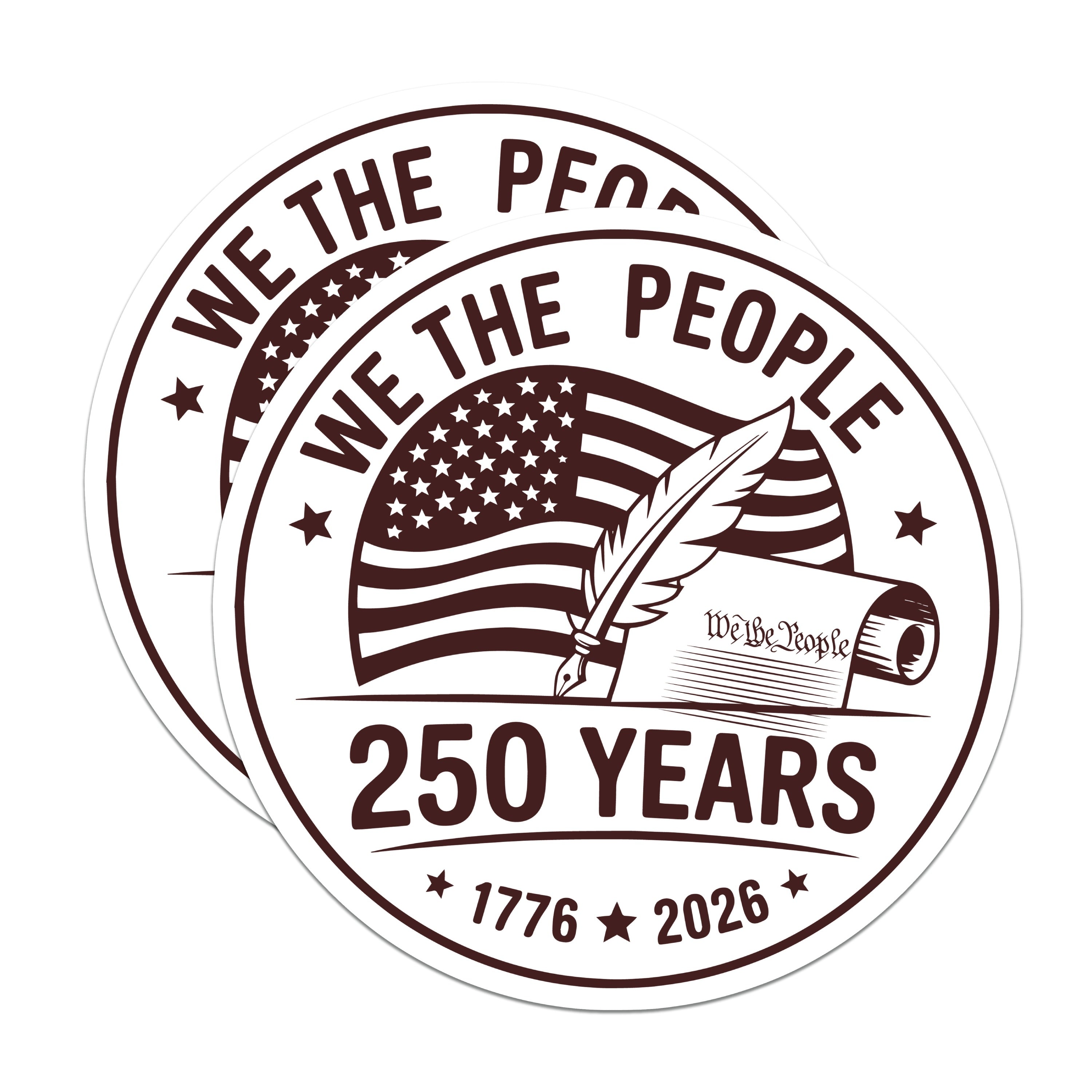 (2 Pack) We The People Magnets - 250 Years Constitution - American History Art - 5 Inches On Longest Side - Thick Durable Magnet - Made in USA - MAG37050