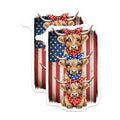 (2 Pack) Highland Cow Magnets - Patriotic Farmhouse American Flag Decor - Cute Rustic Animal Kitchen Magnets - 5 Inches On Longest Side - Thick Durable Magnet - Made in USA - MAG20508