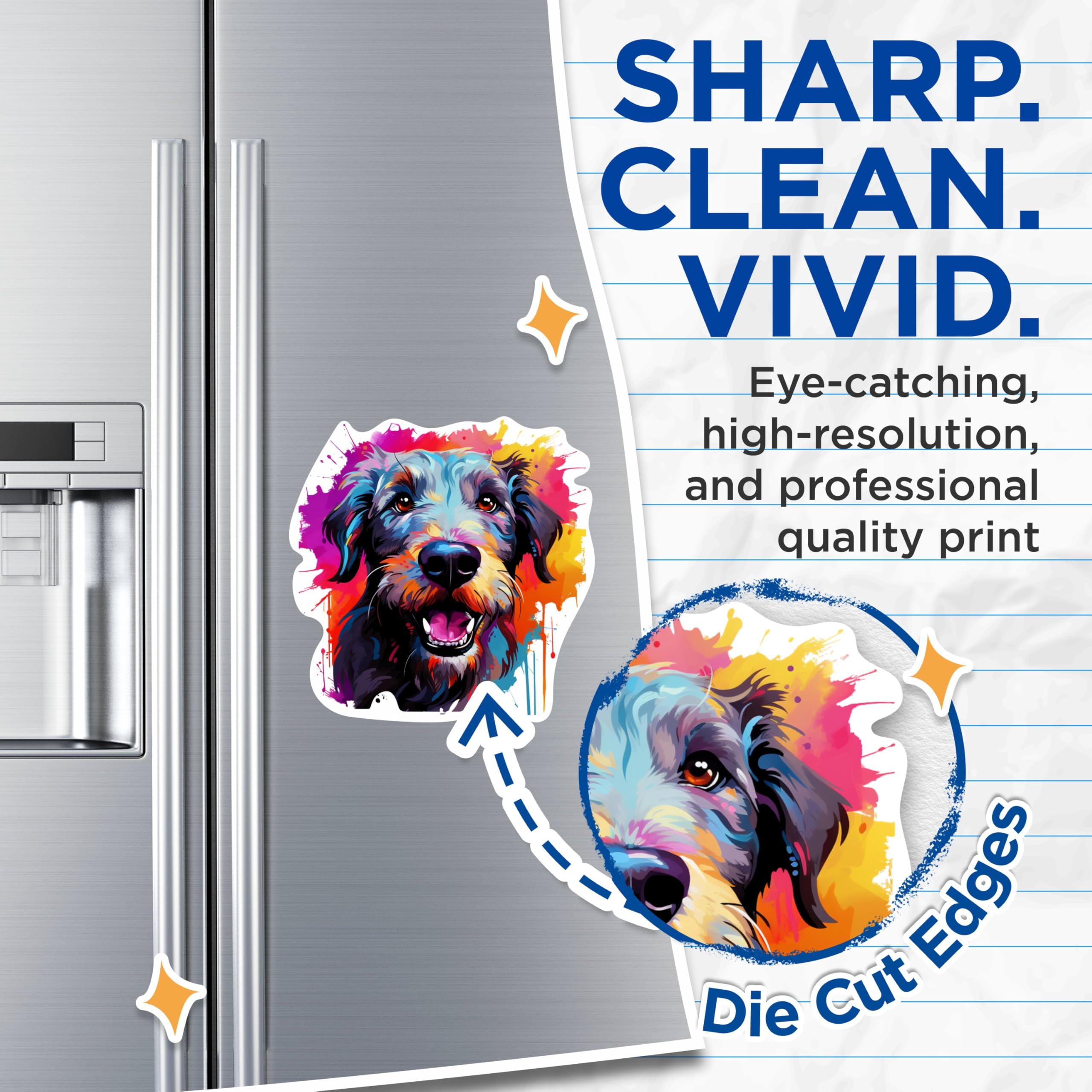 (2 Pack) Irish Wolfhound Dog Breed Magnets - 5 Inches On Longest Side - Choose from Over 100 Dog Breeds - for Cars, Refrigerators, Toolboxes - Made in USA - MAG1880
