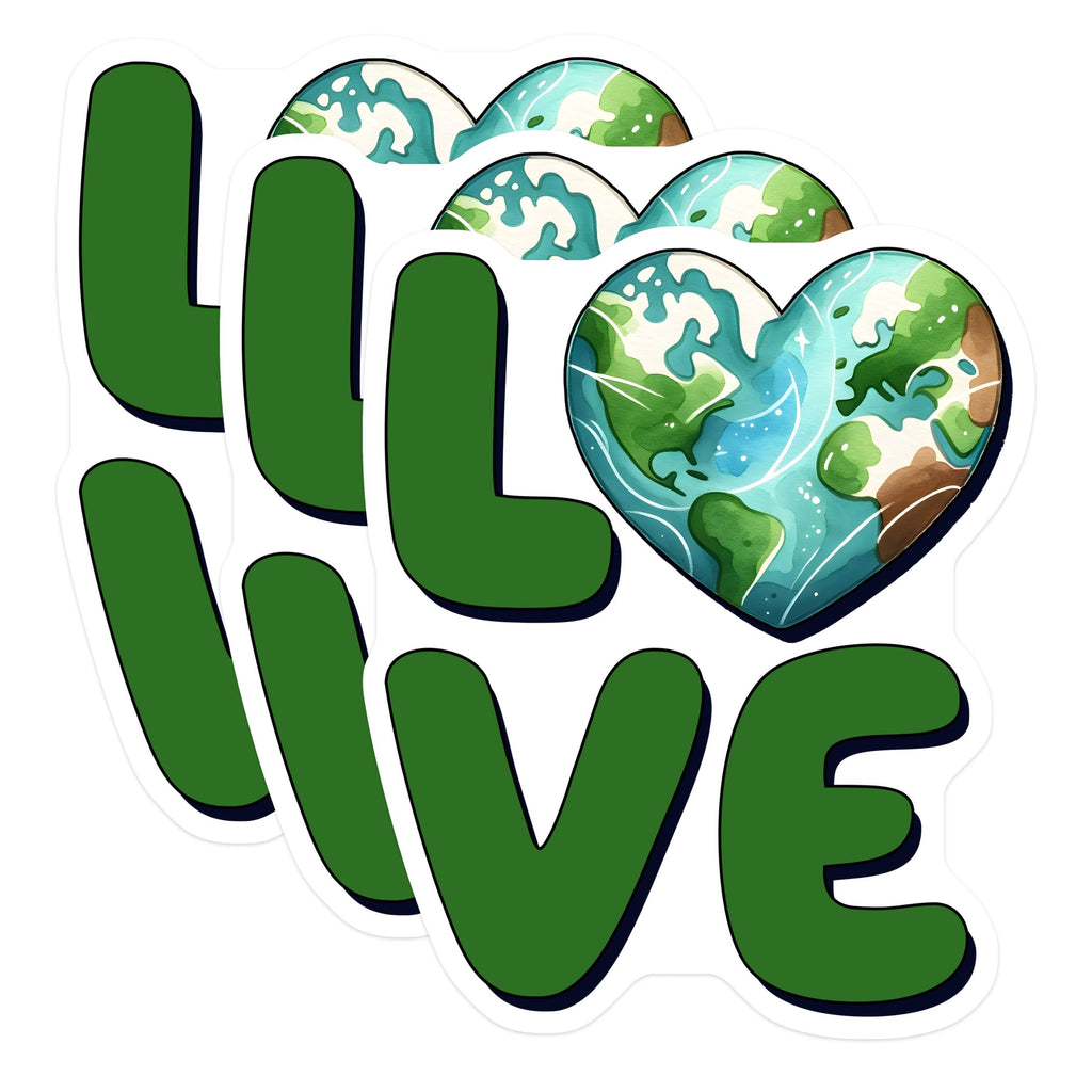(3 Pack) Love Earth Decals - Heart Shaped World - Environmental Love - 3 Inches On Longest Side - Easy Peel & Apply - Made in USA - 3MCS8518