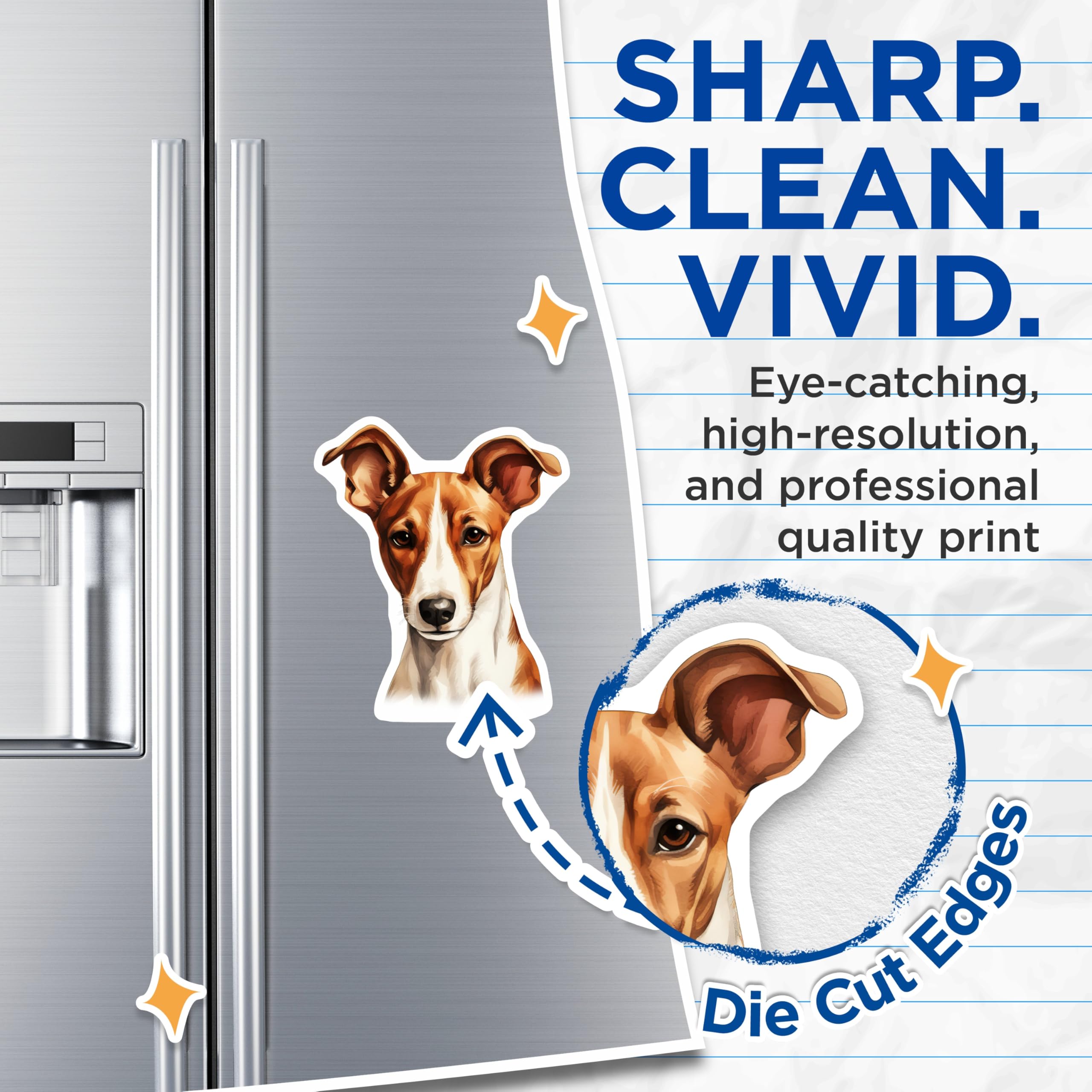 (2 Pack) Jack Russell Terrier Magnets - Dog Art Refrigerator Decor - Pet Lover Kitchen Accessories - 5 Inches On Longest Side - Thick Durable Magnet - Made in USA - MAG23399