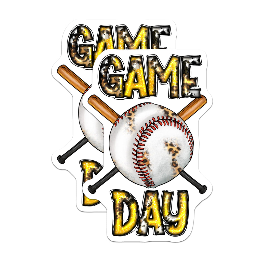 (2 Pack) Game Day Baseball Magnets - Leopard Print Sports Decor - Athletic Refrigerator Accent - 5 Inches On Longest Side - Thick Durable Magnet - Made in USA - MAG24315