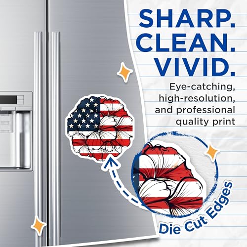 (2 Pack) Patriotic Floral Magnets Magnets - American Flag Decor - 5" On Longest Side - Made in USA - Sticks to Refrigerators & Metal Surfaces - MAG8995