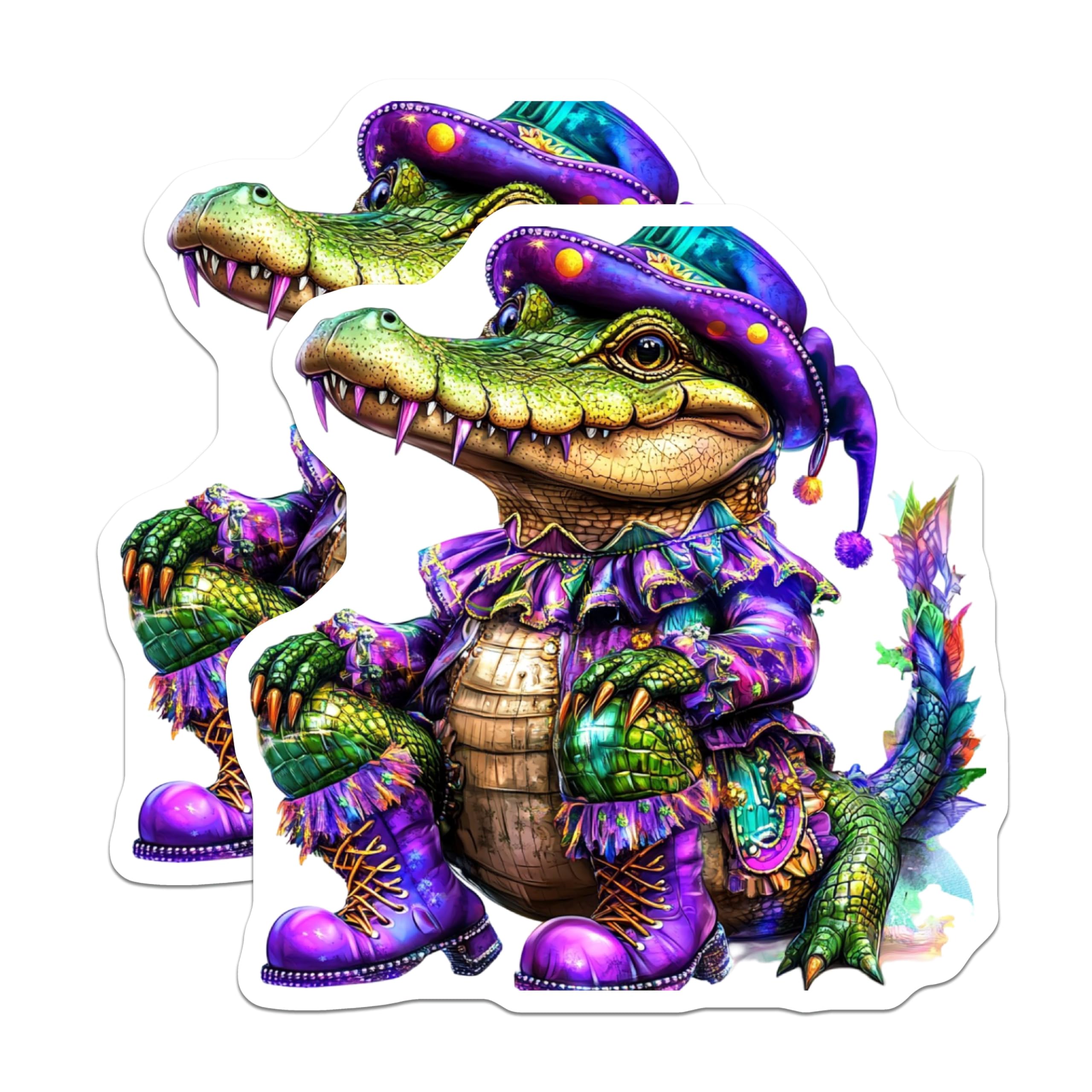 (2 Pack) Alligator Magnets - Mardi Gras Decor - Whimsical Alligator Art - 5" On Longest Side - Premium Magnet - for Cars, Refrigerators, Toolboxes, Lockers - Made in USA - MAG15567