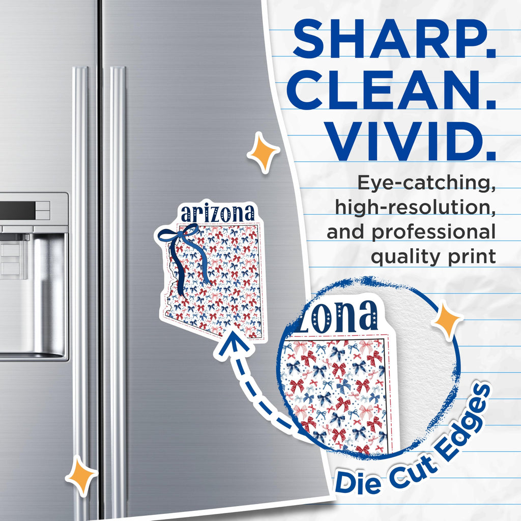 (2 Pack) Arizona Magnets - Bows and Stars Magnet - State Souvenir - 5" On Longest Side - Premium Magnet - for Cars, Refrigerators, Toolboxes, Lockers - Made in USA - MAG18851