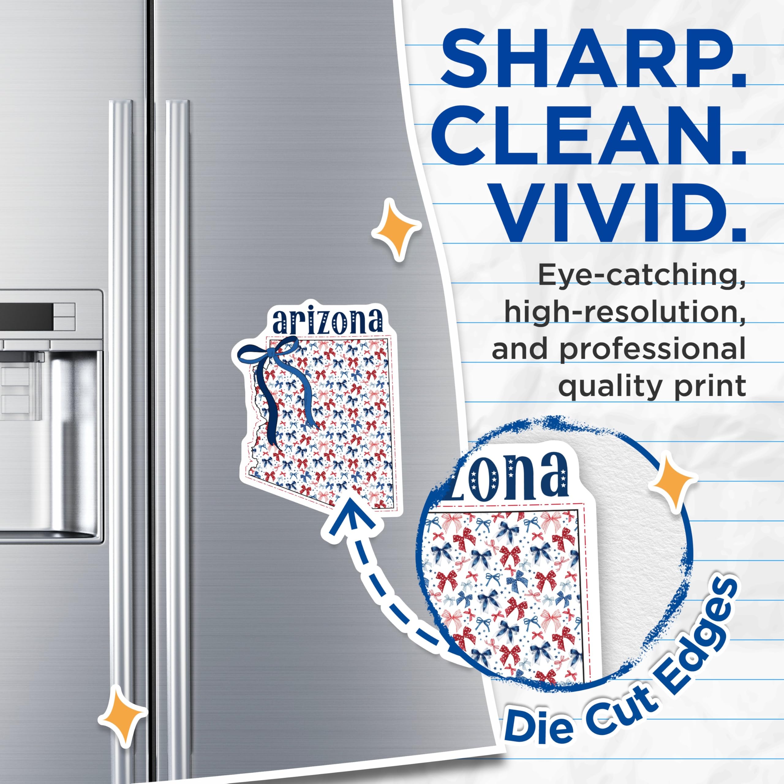 (2 Pack) Arizona Magnets - Bows and Stars Magnet - State Souvenir - 5" On Longest Side - Premium Magnet - for Cars, Refrigerators, Toolboxes, Lockers - Made in USA - MAG18851