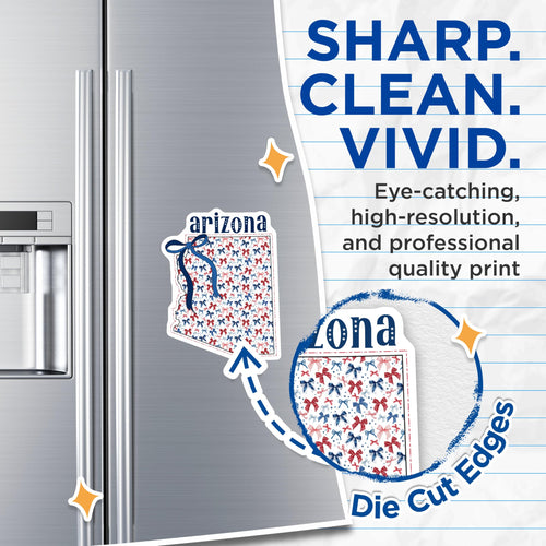 (2 Pack) Arizona Magnets - Bows and Stars Magnet - State Souvenir - 5" On Longest Side - Premium Magnet - for Cars, Refrigerators, Toolboxes, Lockers - Made in USA - MAG18851