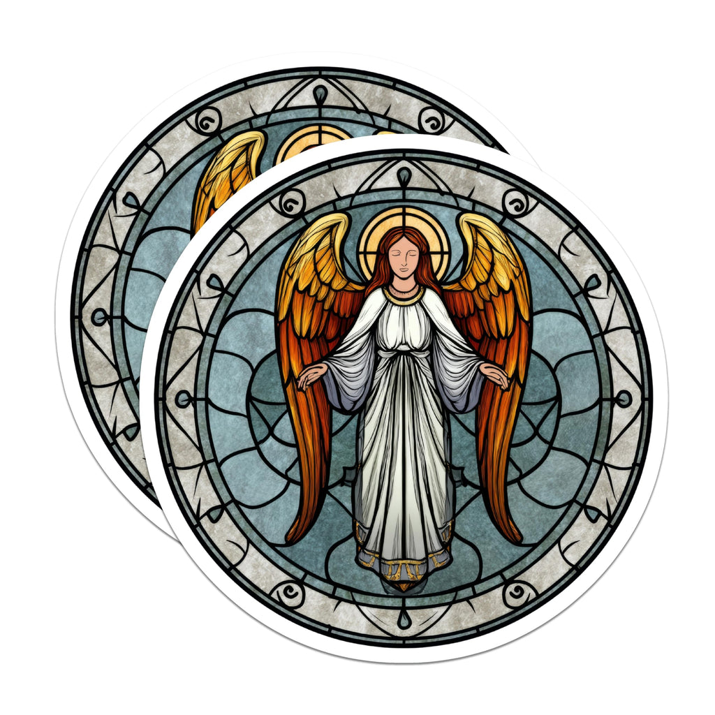 (2 Pack) Angel Magnets - Stained Glass Look - Religious Decor - 5" On Longest Side - Premium Magnet - for Cars, Refrigerators, Toolboxes, Lockers - Made in USA - MAG15585