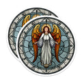 (2 Pack) Angel Magnets - Stained Glass Look - Religious Decor - 5" On Longest Side - Premium Magnet - for Cars, Refrigerators, Toolboxes, Lockers - Made in USA - MAG15585