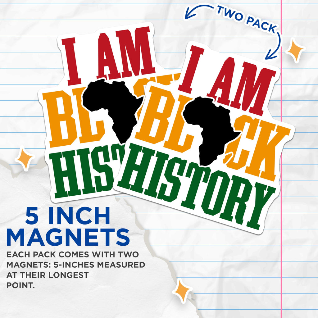(2 Pack) Black History Magnets - Africa Pride - Inspirational Fridge Decor - 5" On Longest Side - Premium Magnet - for Cars, Refrigerators, Toolboxes, Lockers - Made in USA - MAG17716