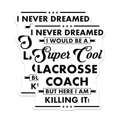 (2 Pack) Cool Lacrosse Coach Stickers - Lacrosse Coach Appreciation - Funny Sports Coach Decal - 5" On Longest Side - Sticks to Smooth Flat Surfaces - Made in USA - BMCS6168