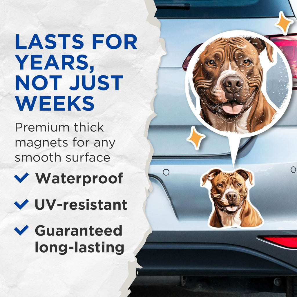 (2 Pack) Pitbull Magnets - Happy Pitbull Decor - Dog Lover Accessories for Pet Owners - 5 Inches On Longest Side - Thick Durable Magnet - Made in USA - MAG26987