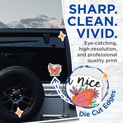 (2 Pack) Be a Nice Human Stickers - Inspirational Quote - Motivational Butterfly Decal - 5" On Longest Side - Sticks to Smooth Flat Surfaces - Made in USA - BMCS8595 - Positive Affirmation