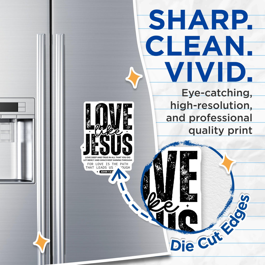 (2 Pack) Christian Magnets - Love Like Jesus Magnet - Inspirational Religious Magnets - 5" On Longest Side - Premium Magnet - for Cars, Refrigerators, Toolboxes, Lockers - Made in USA - MAG16899